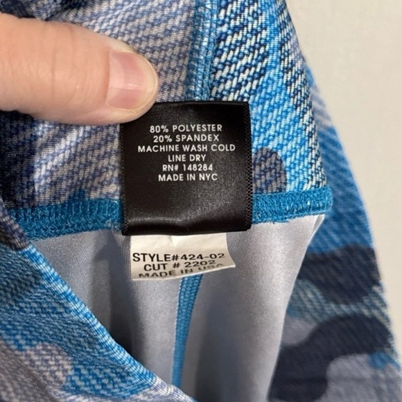 Terez Womens Medium Blue Grey Camouflage Leggings Active Stretch Yoga - Picture 4 of 5